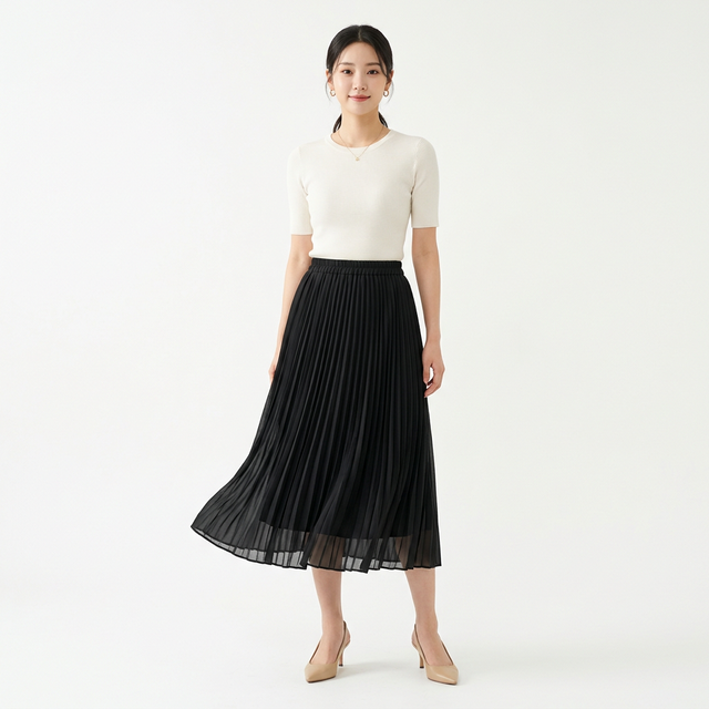 Váy Xếp Li Midi Chiffon